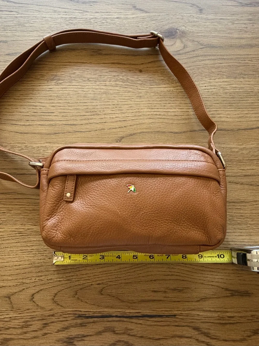 Arnold Palmer Crossbody Brown Pebbled Adjustable Strap Leather Purse 5 Pockets